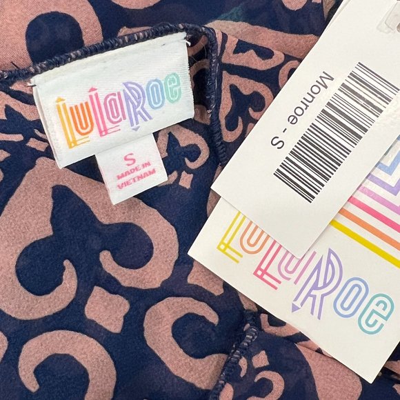 NWT LulaRoe Monroe Kimono Blueish Purple Mint Green Heart Print Size S - Picture 7 of 8